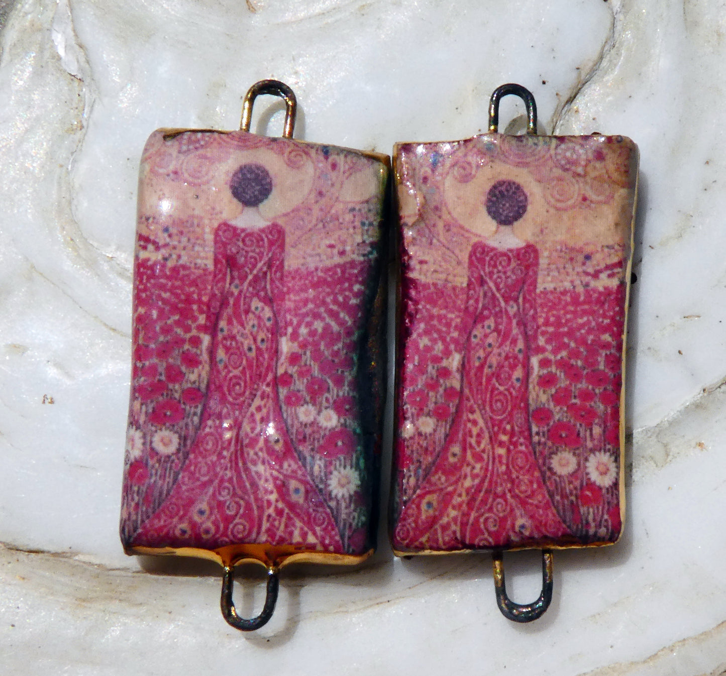 Ceramic Japanese Art Earring Connectors - #3