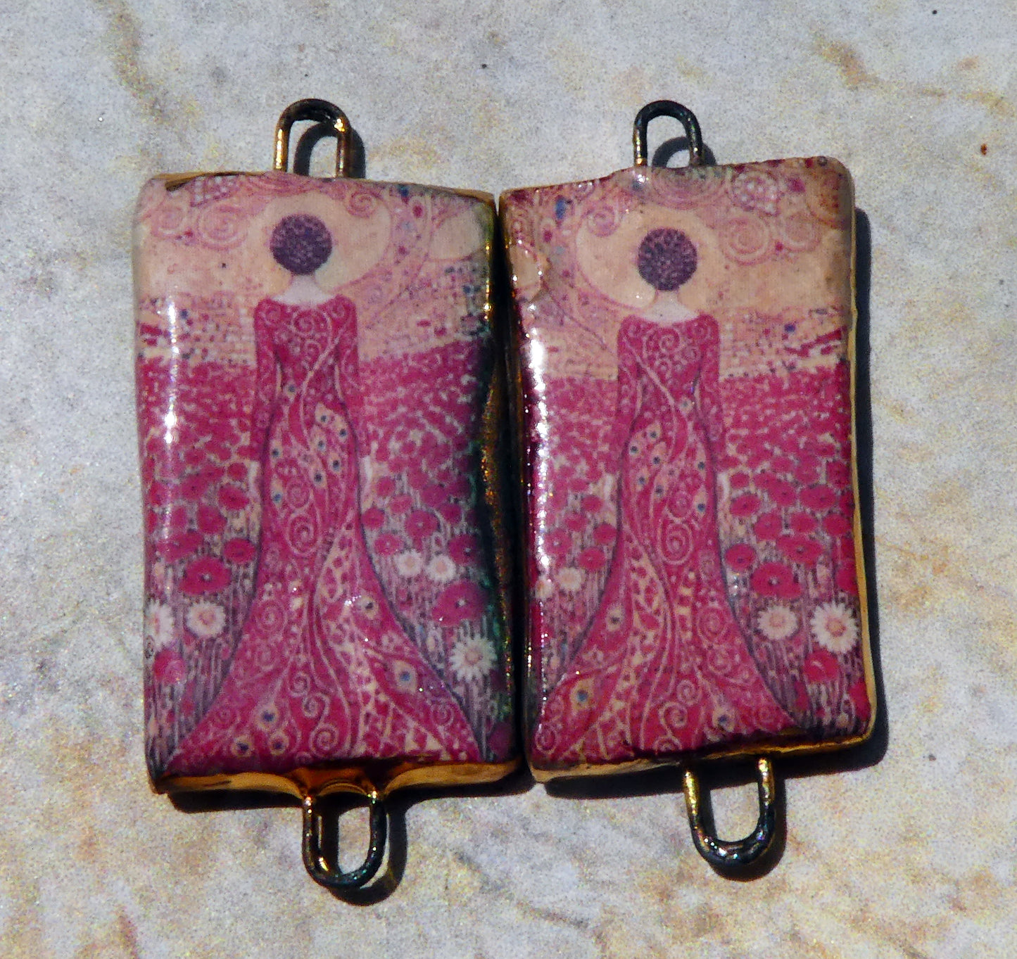 Ceramic Japanese Art Earring Connectors - #3