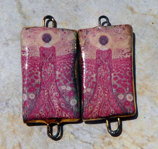 Ceramic Japanese Art Earring Connectors - #3