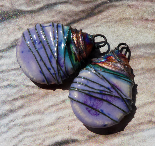 Ceramic Wire Wrapped Teardrop Charms -Purple Reign