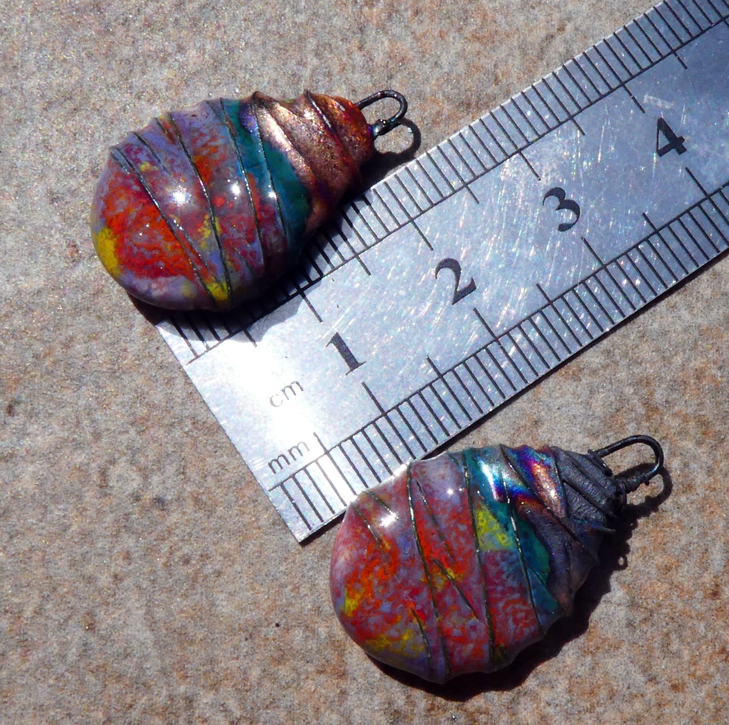 Ceramic Wire Wrapped Teardrop Charms -Floral Fantasy