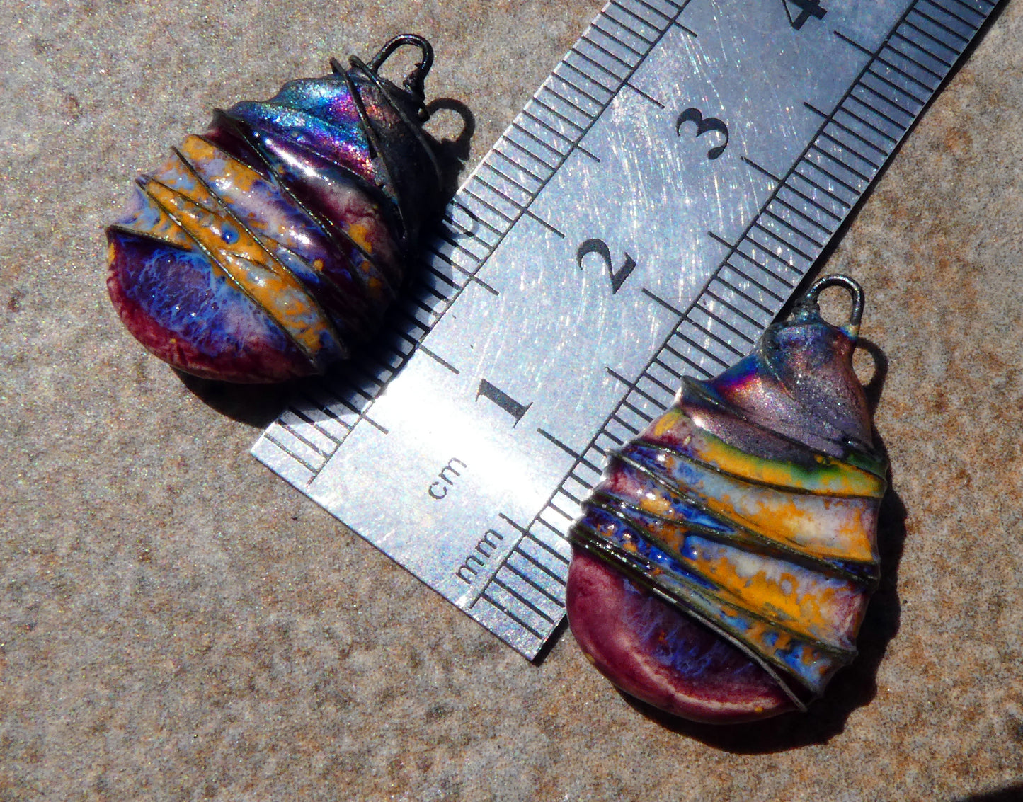 Ceramic Wire Wrapped Teardrop Charms -Sailors Delight
