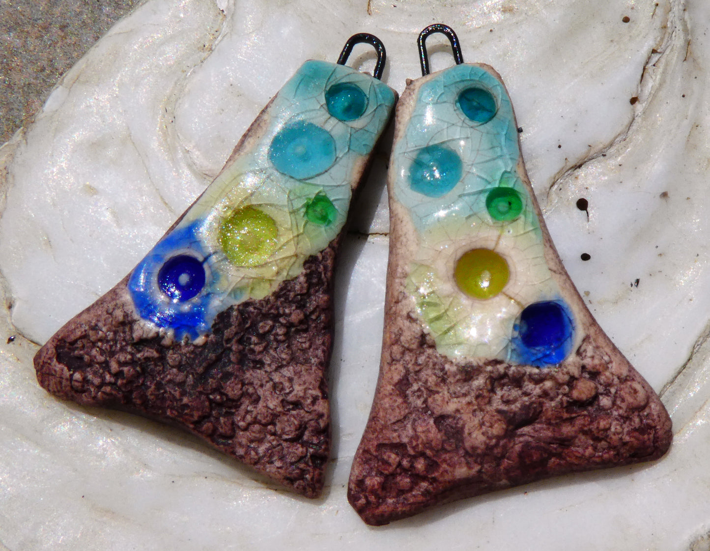 Ceramic Rustic Glassy Wedge Earring Charms (Copy)