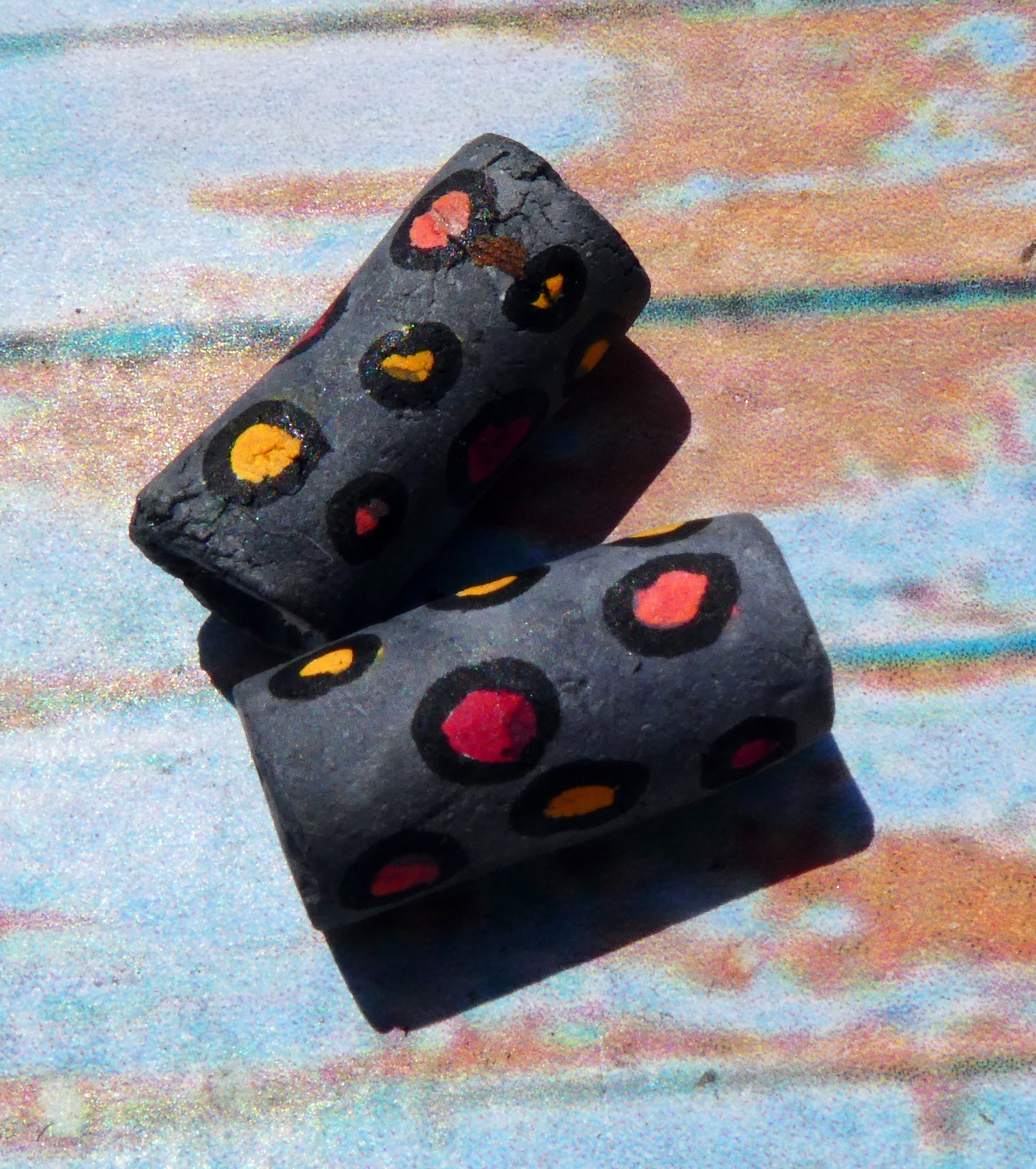 Ceramic Inky Tube Bead Earring Charms #1