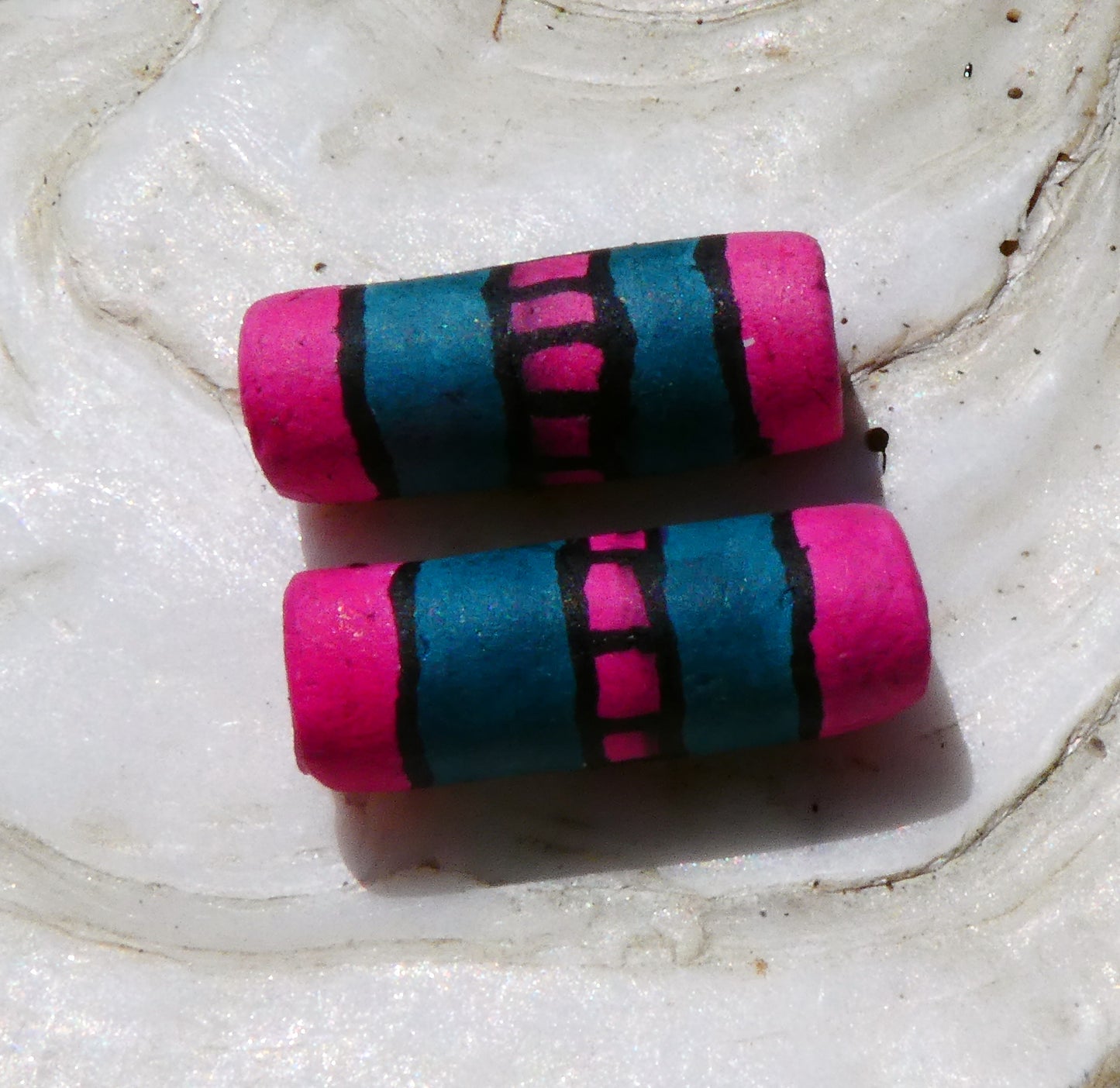Ceramic Inky Tube Bead Earring Charms #3