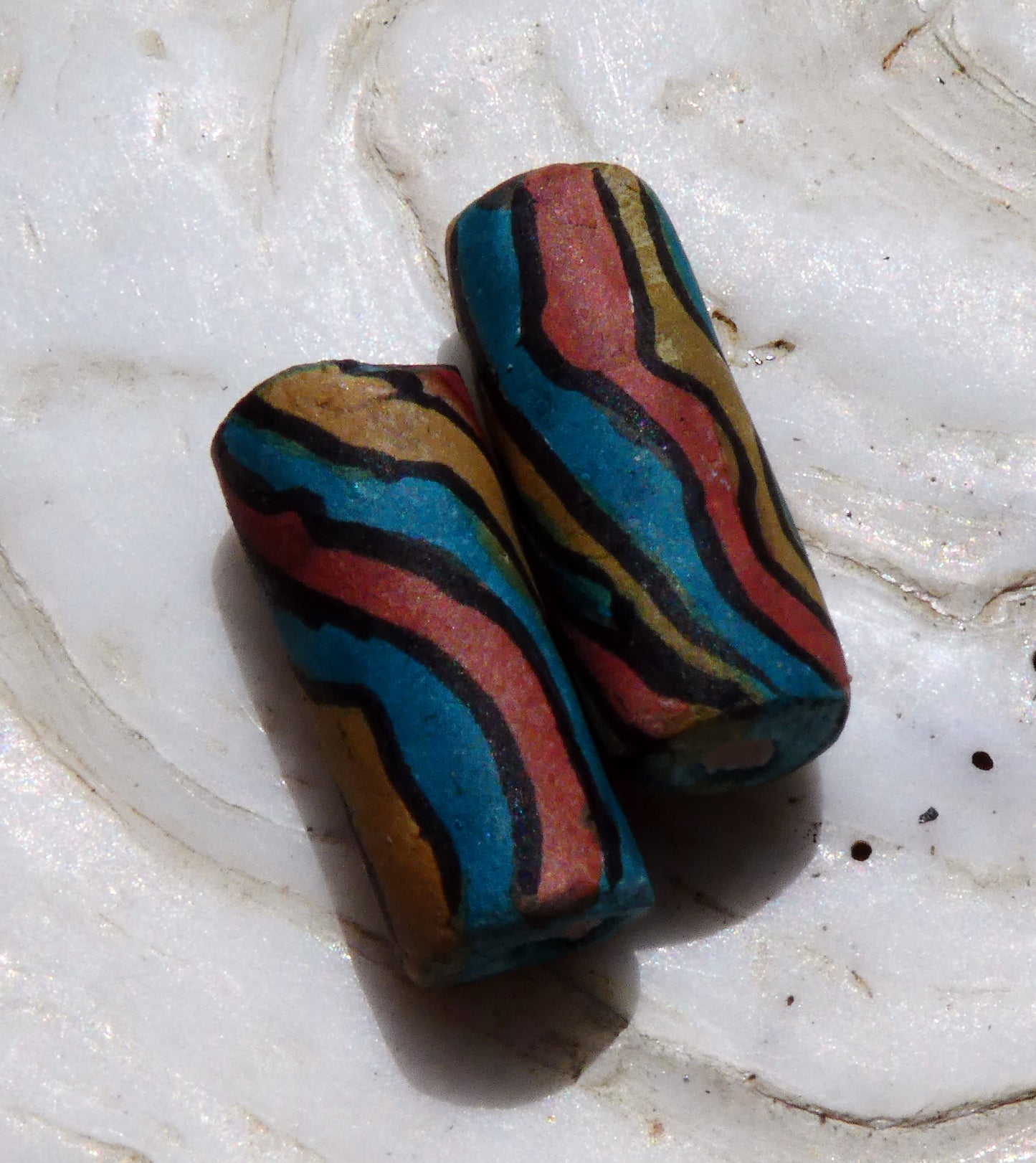 Ceramic Inky Tube Bead Earring Charms #4