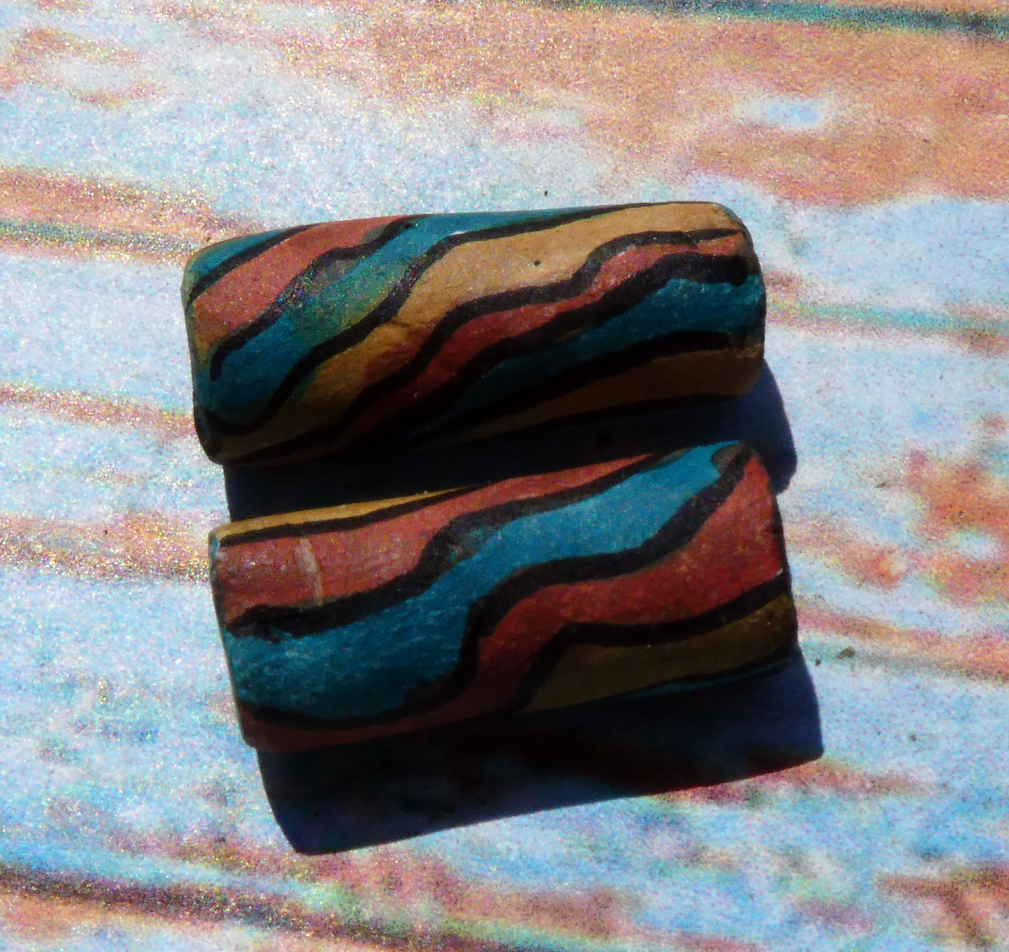 Ceramic Inky Tube Bead Earring Charms #4