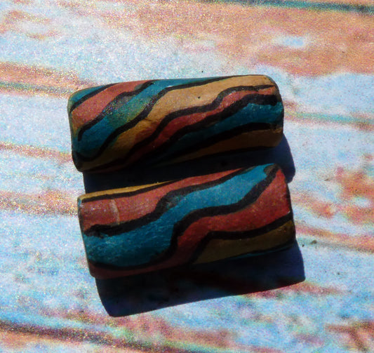 Ceramic Inky Tube Bead Earring Charms #4