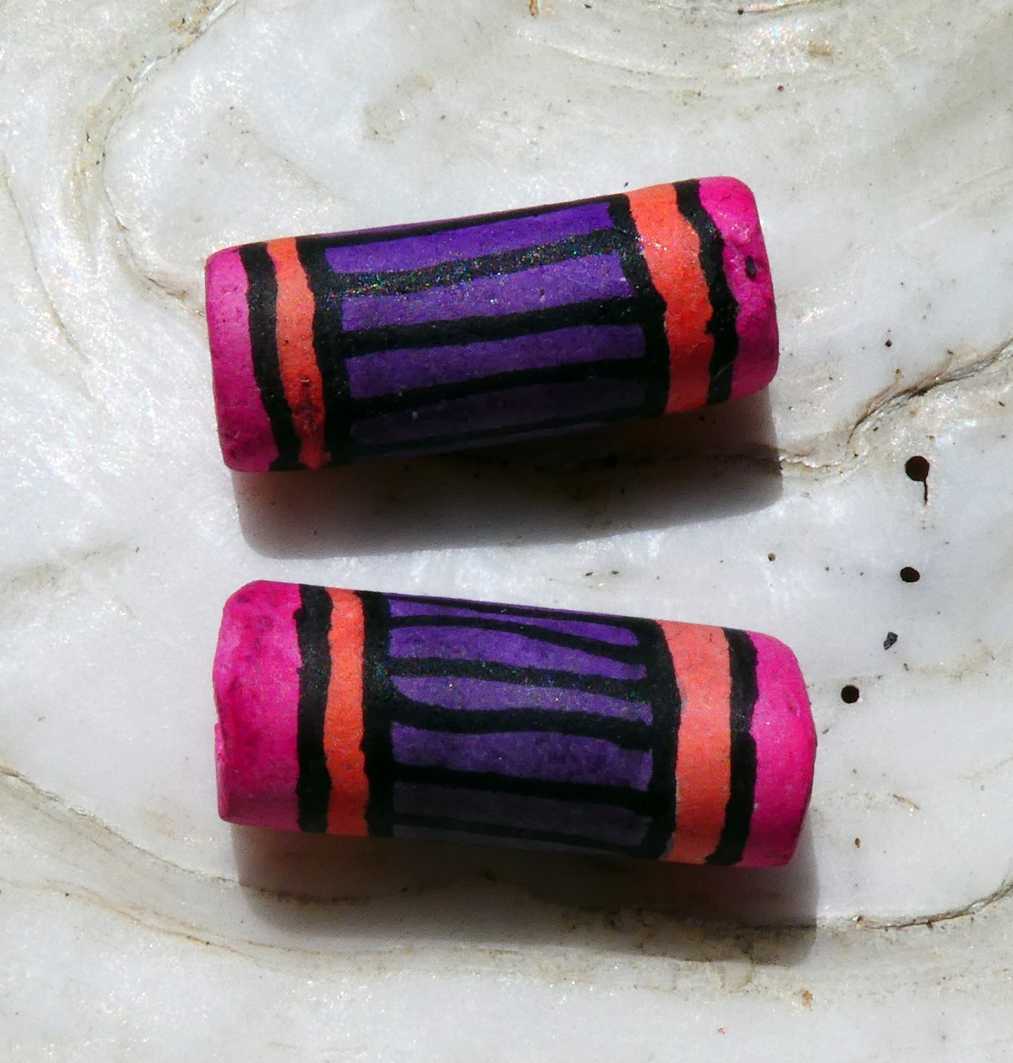 Ceramic Inky Tube Bead Earring Charms #5
