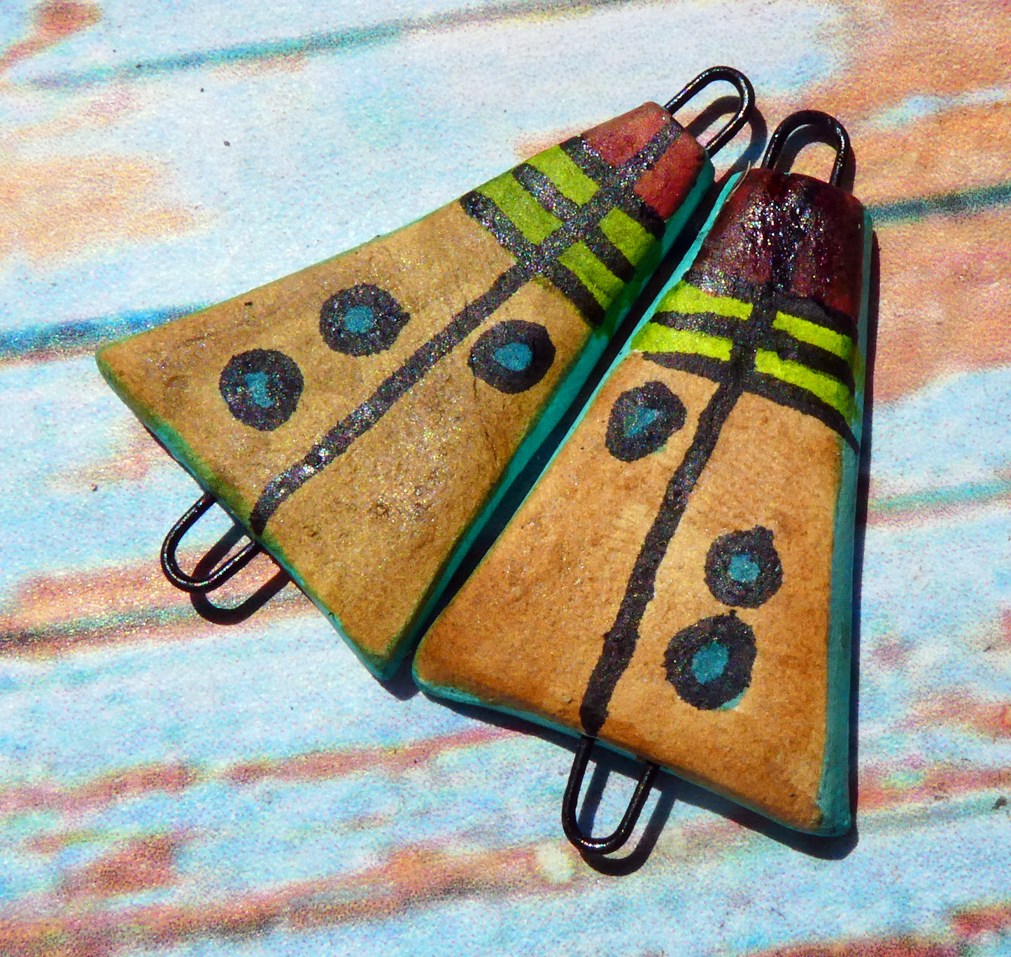 Ceramic Inky Wedge Earring Connectors #2