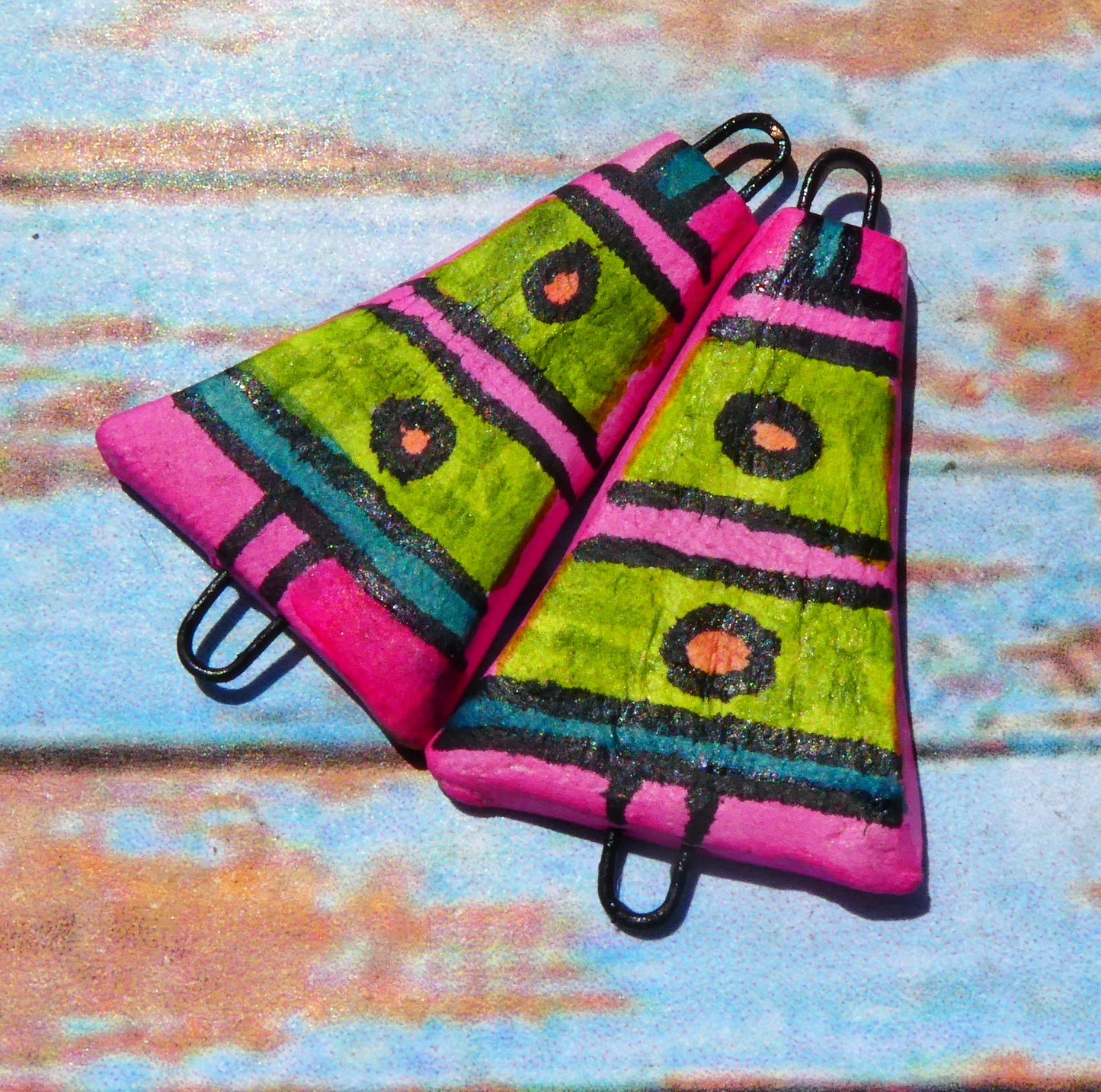 Ceramic Inky Wedge Earring Connectors #4