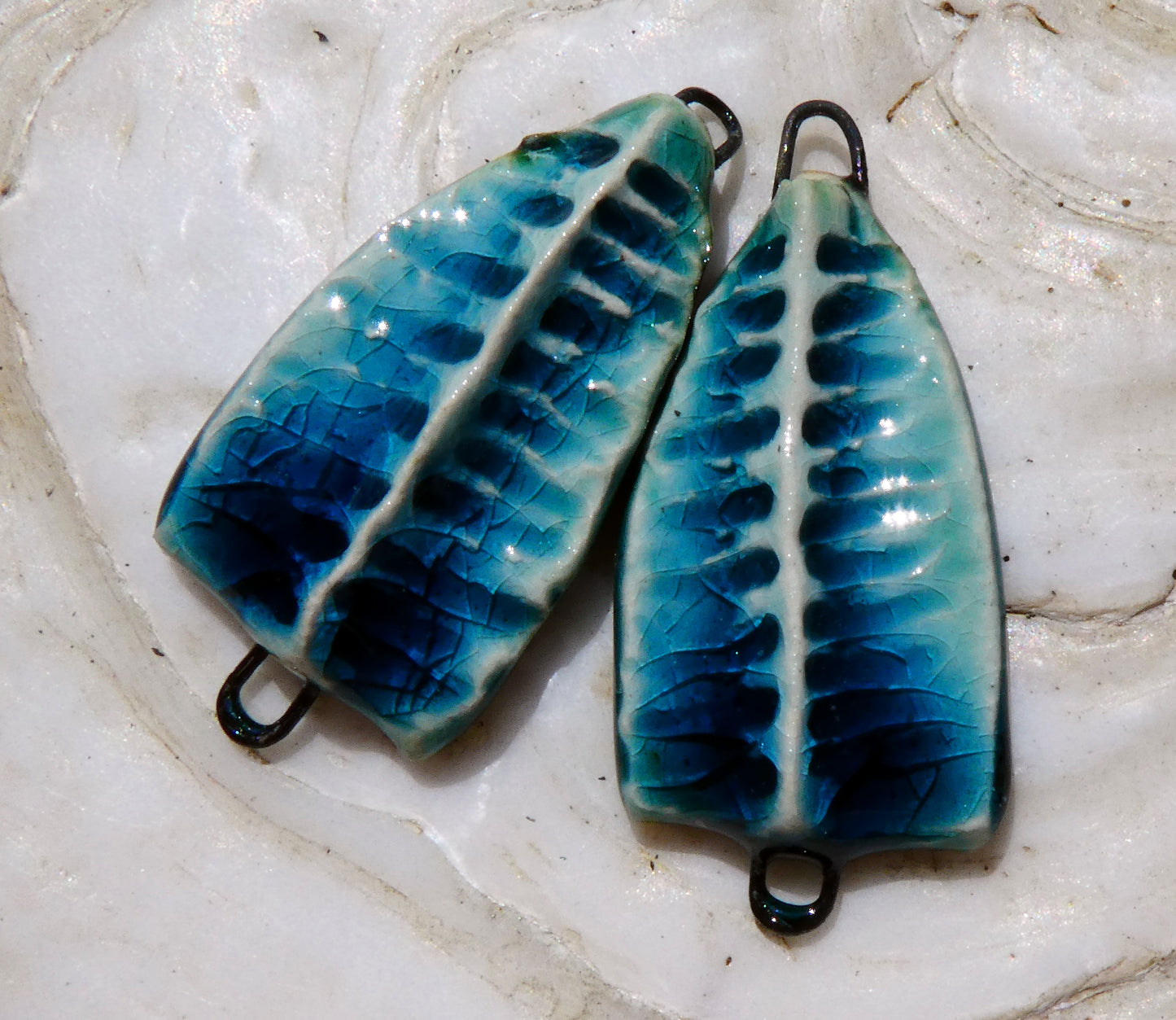 Ceramic Textured Arch Connectors -Oriental Blue