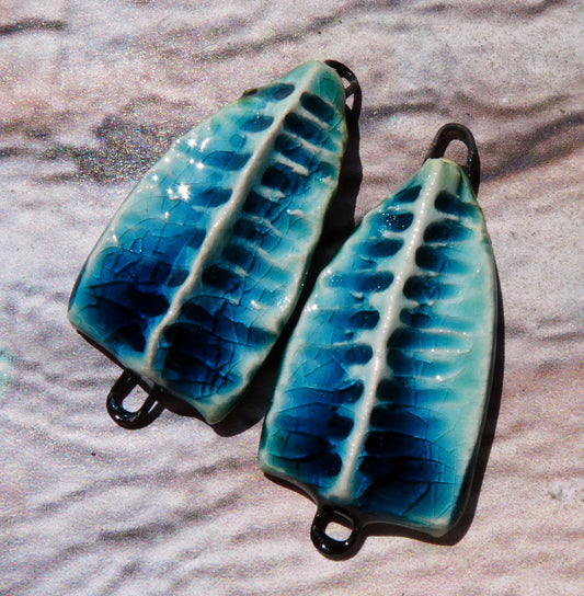 Ceramic Textured Arch Connectors -Oriental Blue