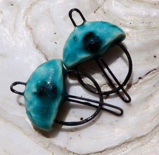 Ceramic Semi Circle Connectors -Antique Turquoise