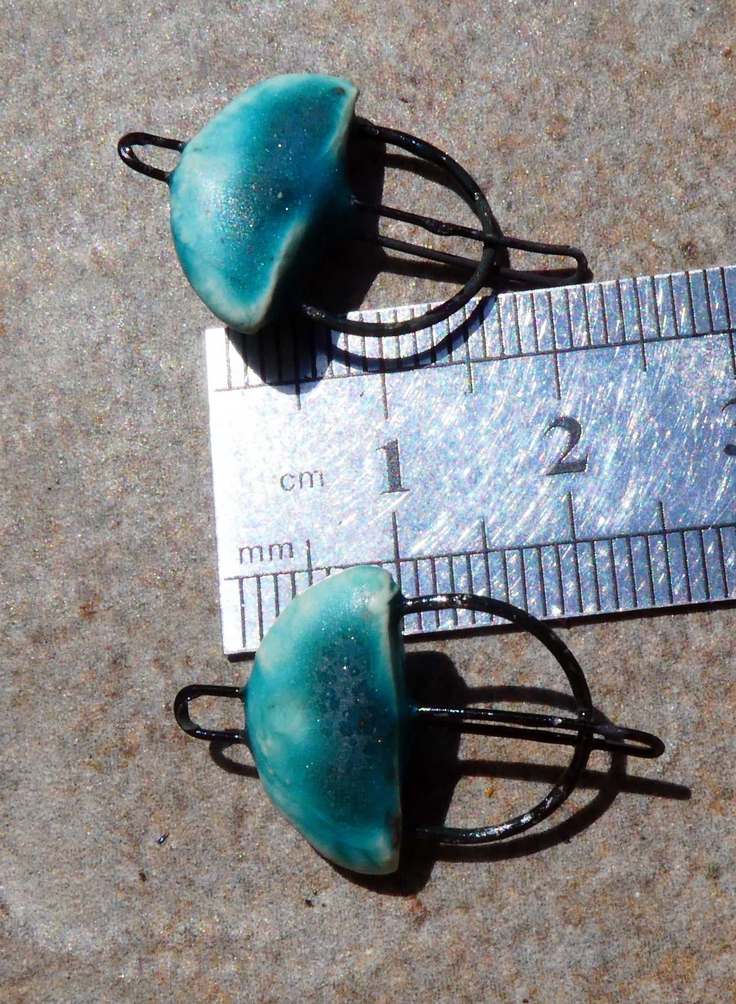 Ceramic Semi Circle Connectors -Antique Turquoise