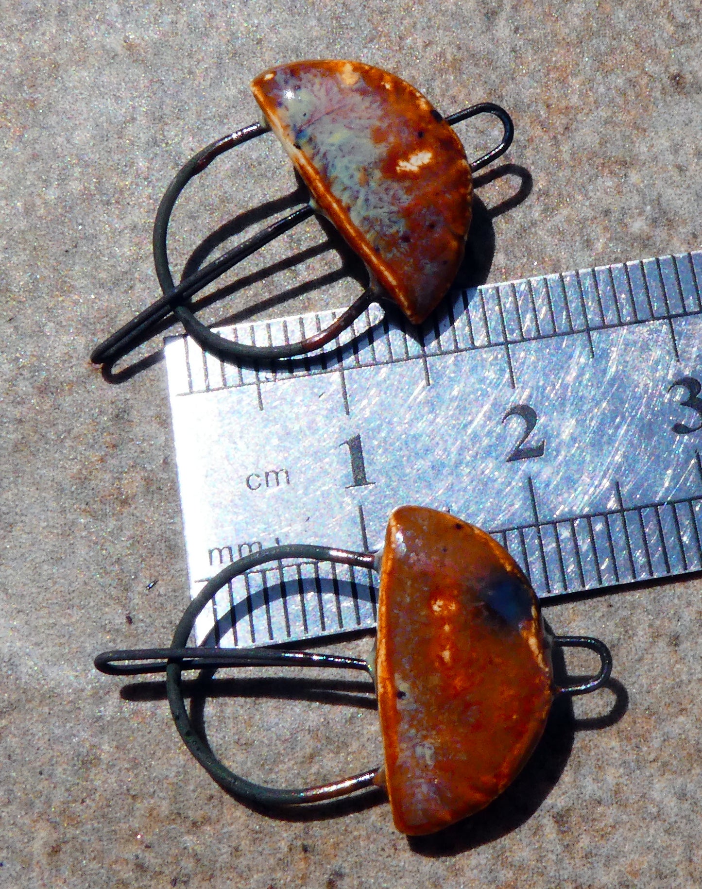 Ceramic Semi Circle Connectors -Amber Ash