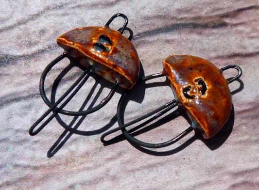 Ceramic Semi Circle Connectors -Amber Ash