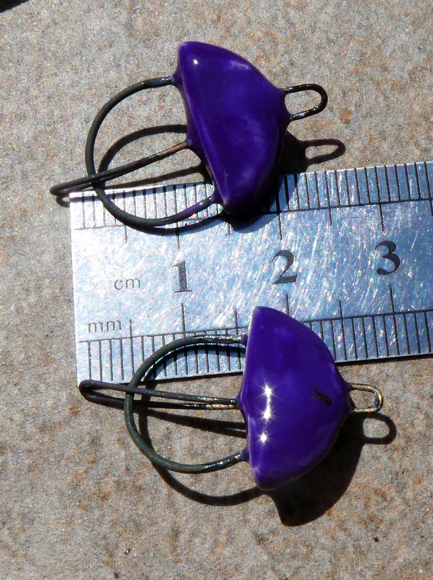 Ceramic Semi Circle Connectors -Dark Purple