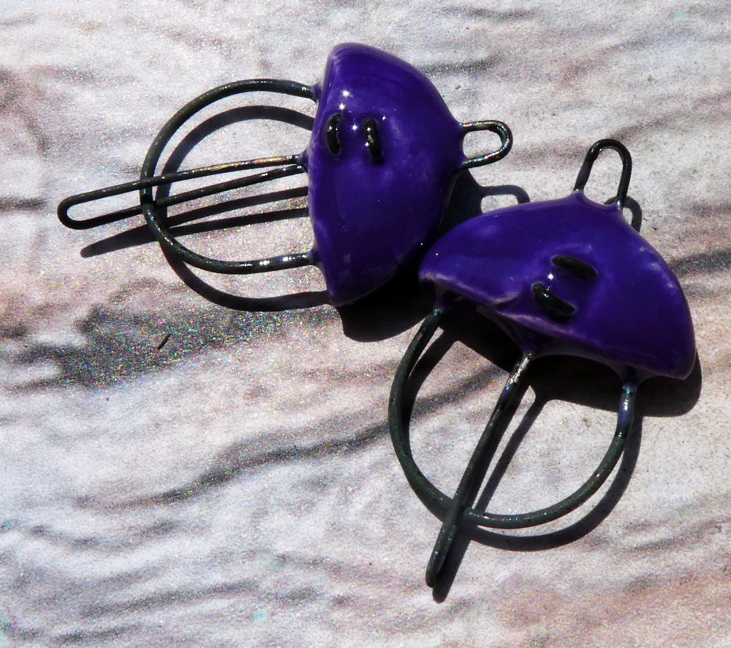Ceramic Semi Circle Connectors -Dark Purple