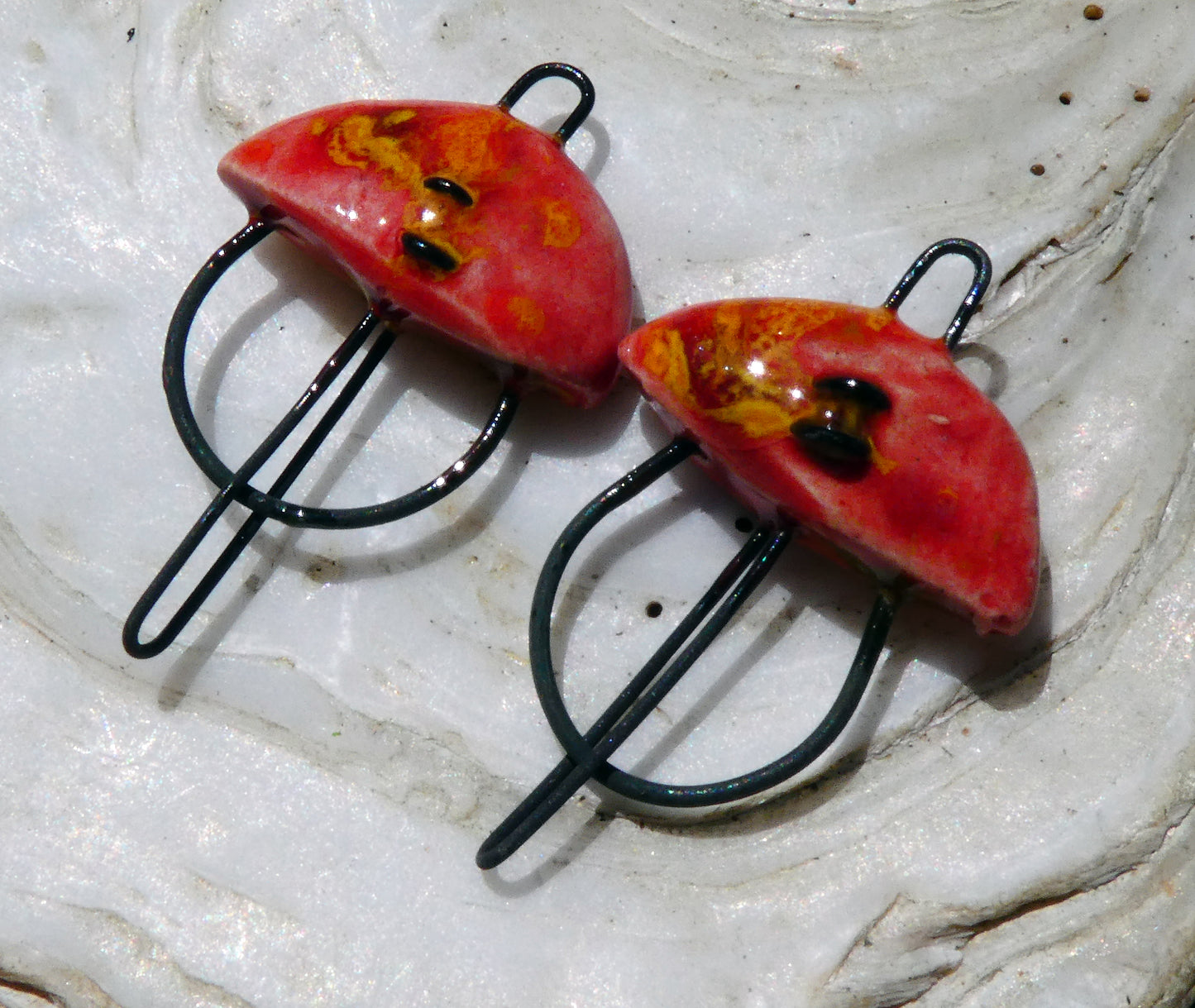 Ceramic Semi Circle Connectors -Firecracker