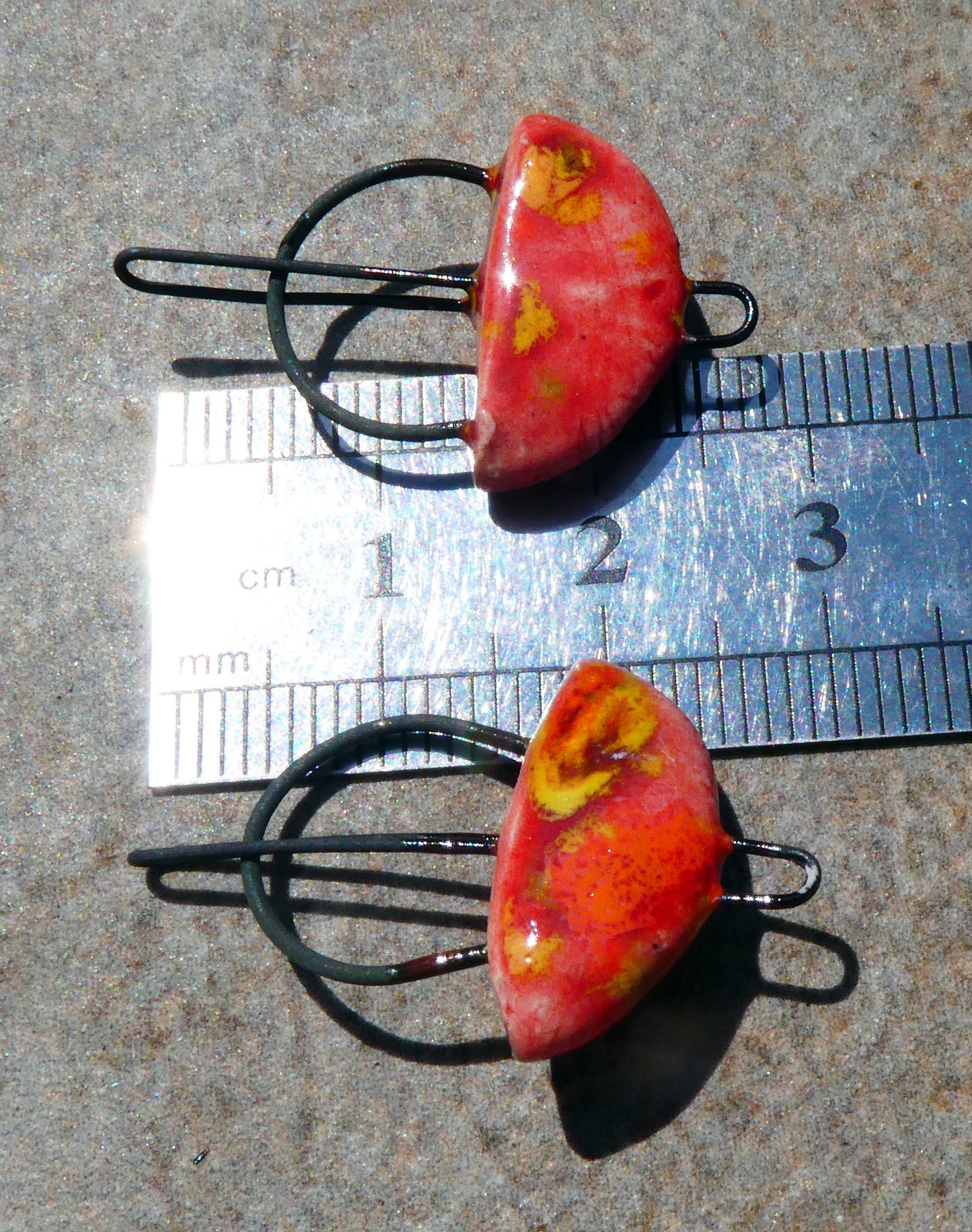 Ceramic Semi Circle Connectors -Firecracker