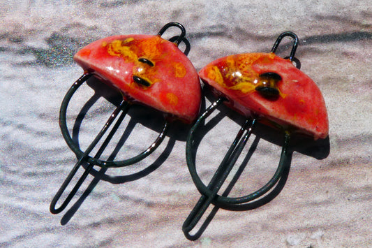 Ceramic Semi Circle Connectors -Firecracker