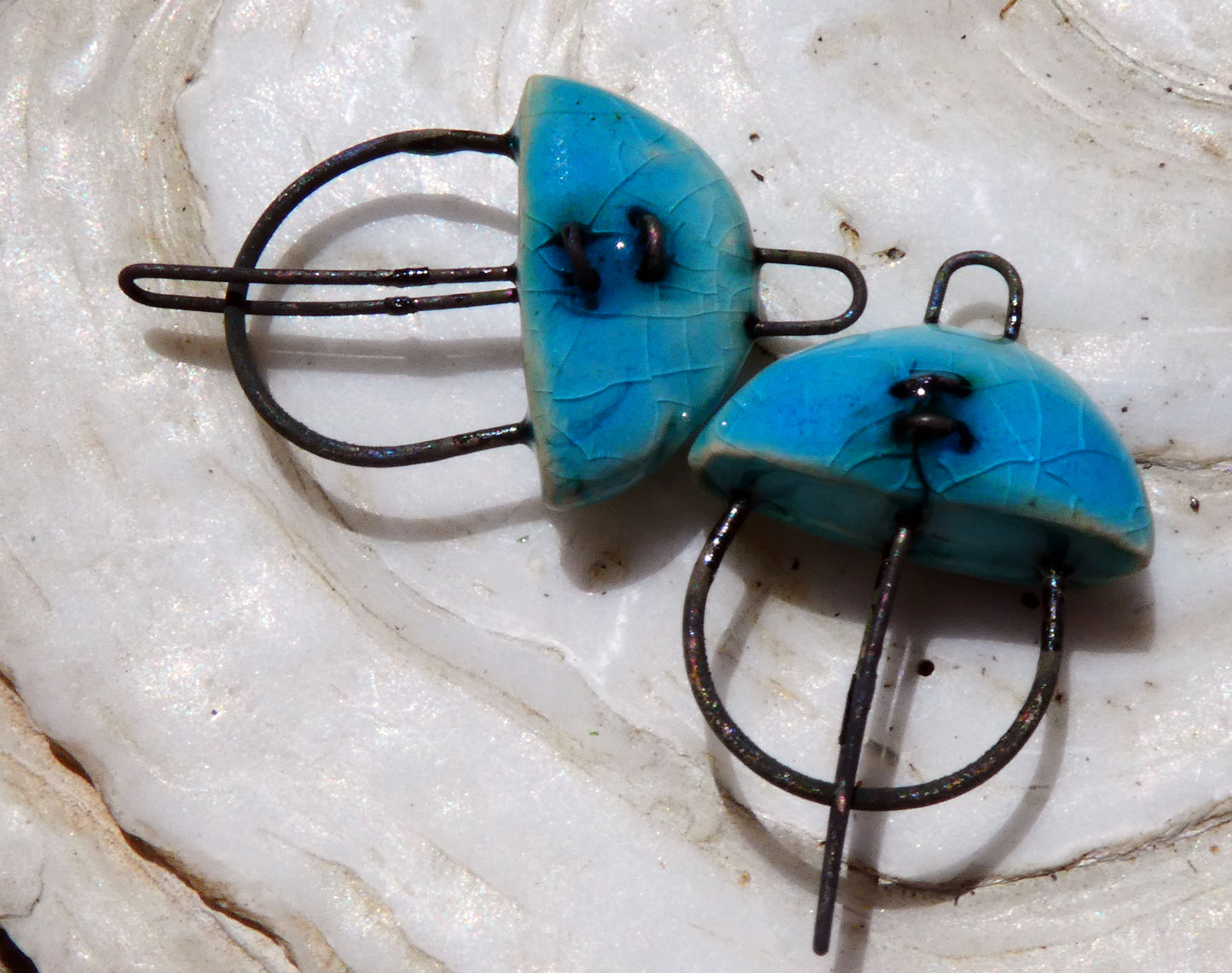 Ceramic Semi Circle Connectors -Taunton Turquoise