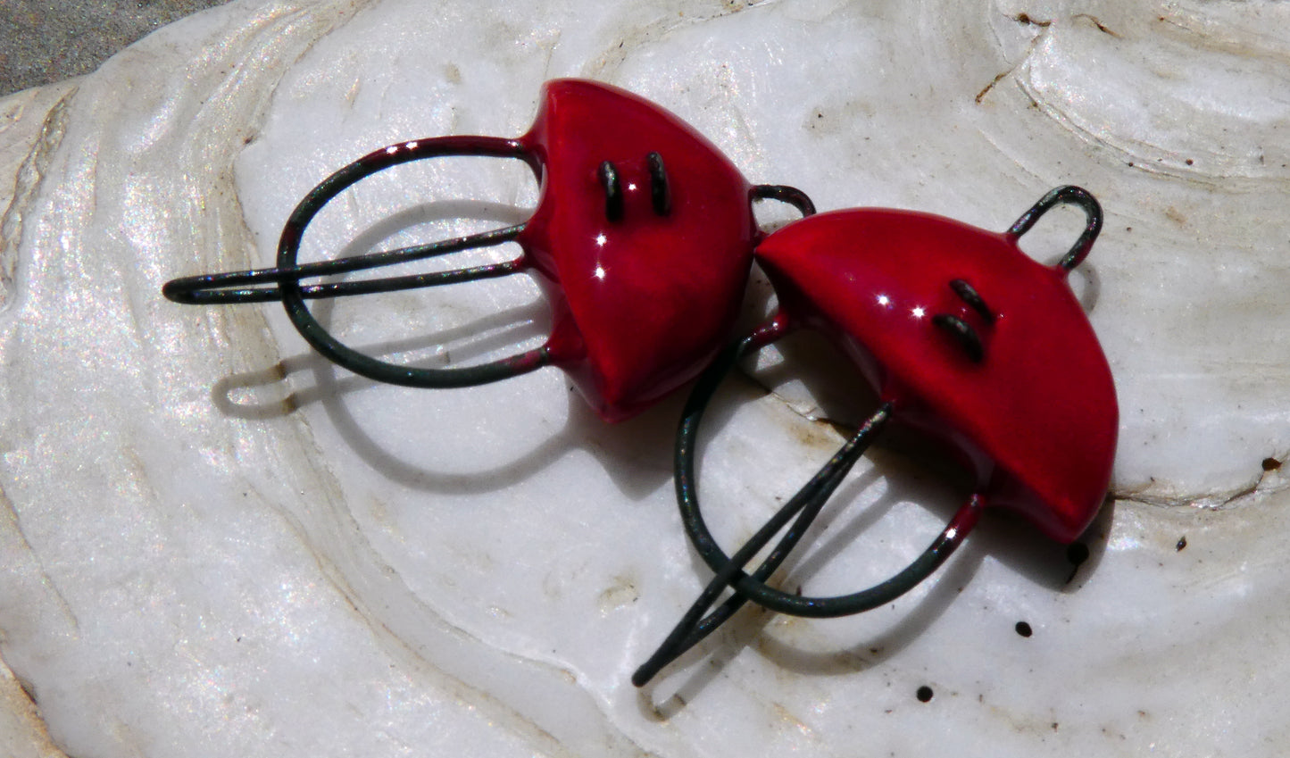 Ceramic Semi Circle Connectors -Red
