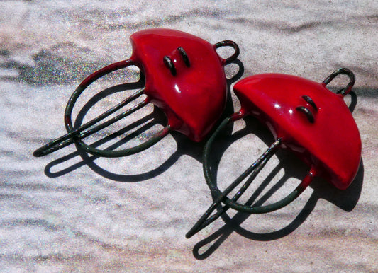 Ceramic Semi Circle Connectors -Red