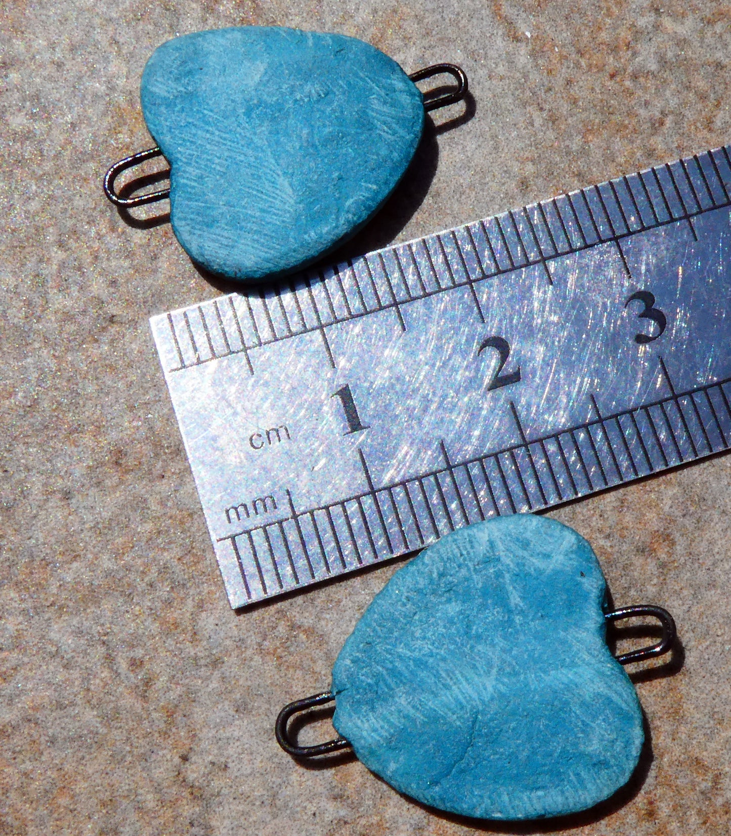 Ceramic Inky Heart Earring Connectors #1