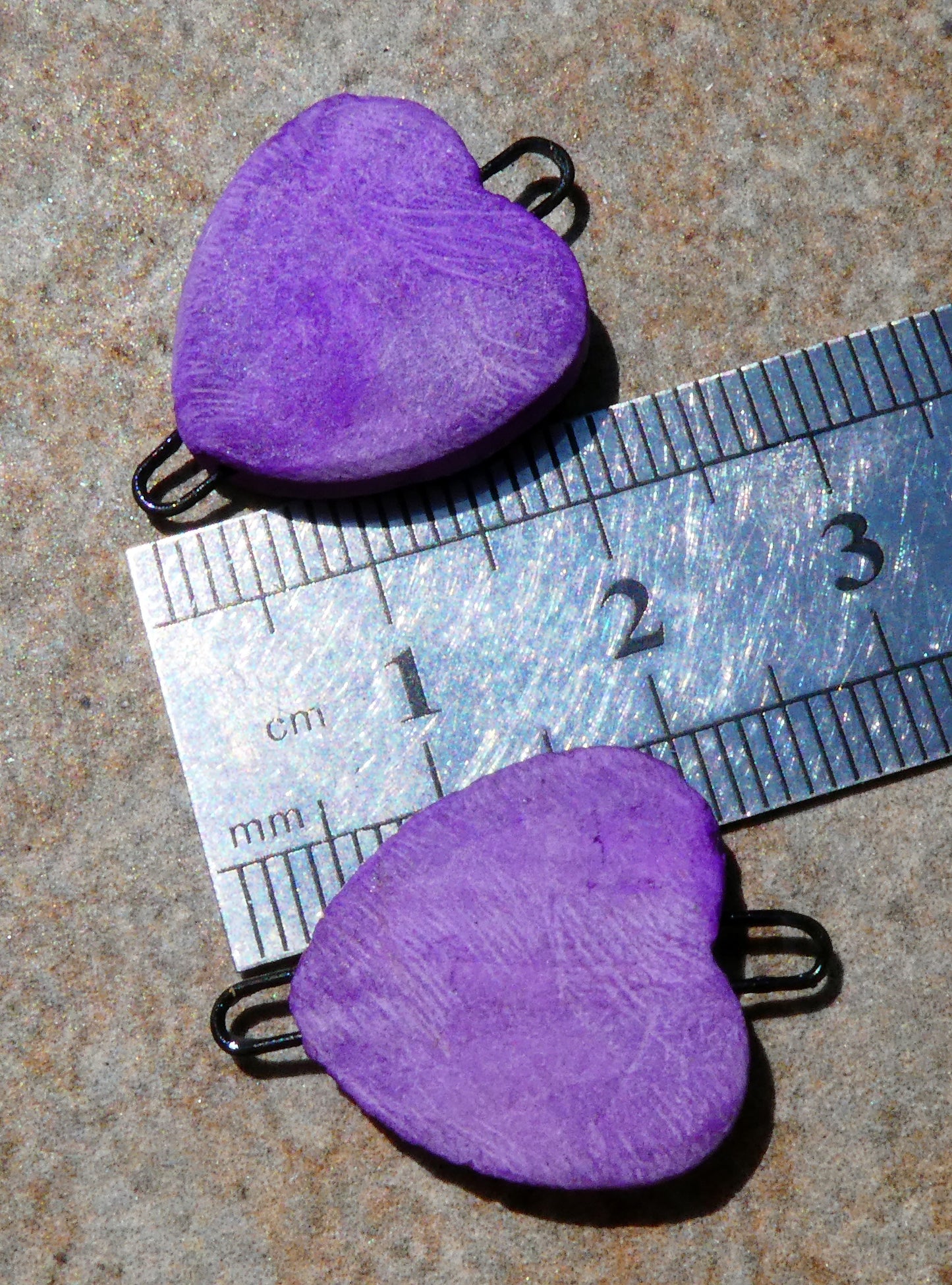 Ceramic Inky Heart Earring Connectors #2
