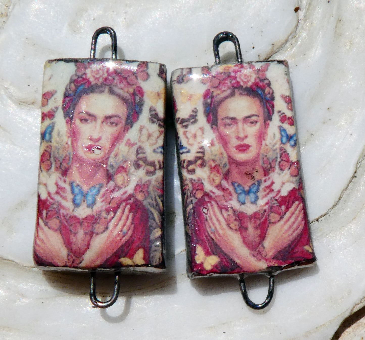 Ceramic Frida Inspired Earring Connectors - #3