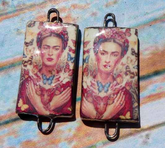 Ceramic Frida Inspired Earring Connectors - #3