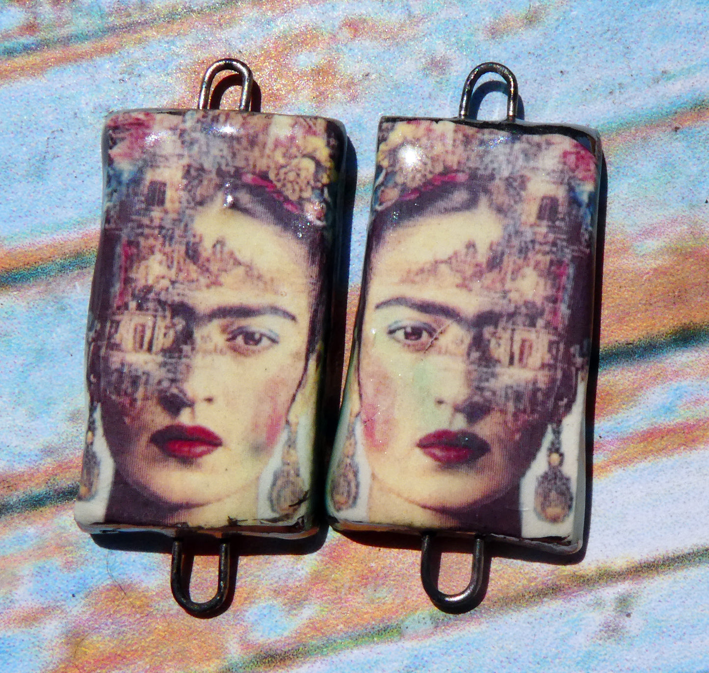 Ceramic Frida Inspired Earring Connectors - #5