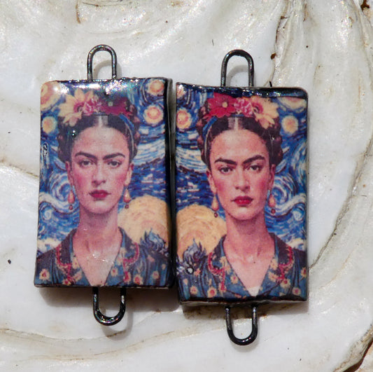 Ceramic Frida Inspired Earring Connectors - #8
