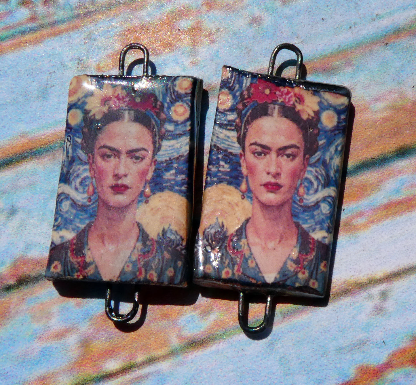 Ceramic Frida Inspired Earring Connectors - #8