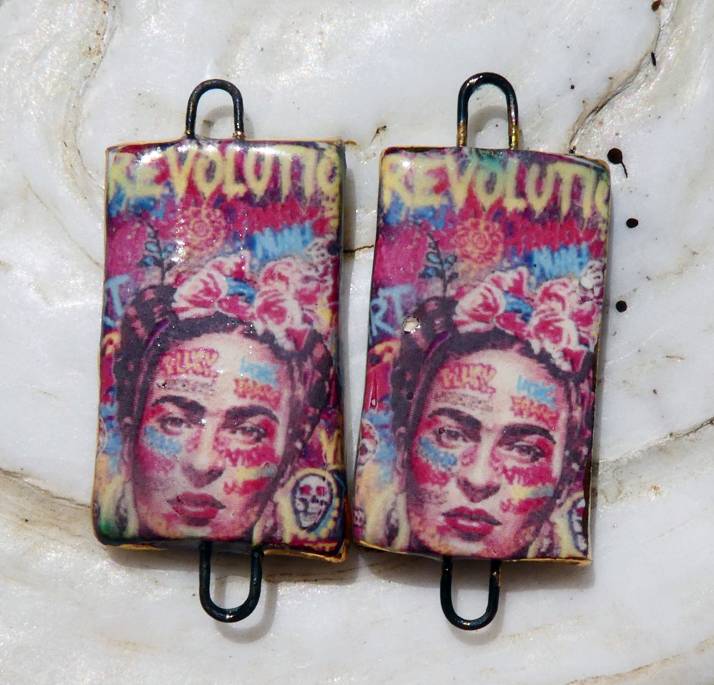 Ceramic Frida Inspired Earring Connectors - #9