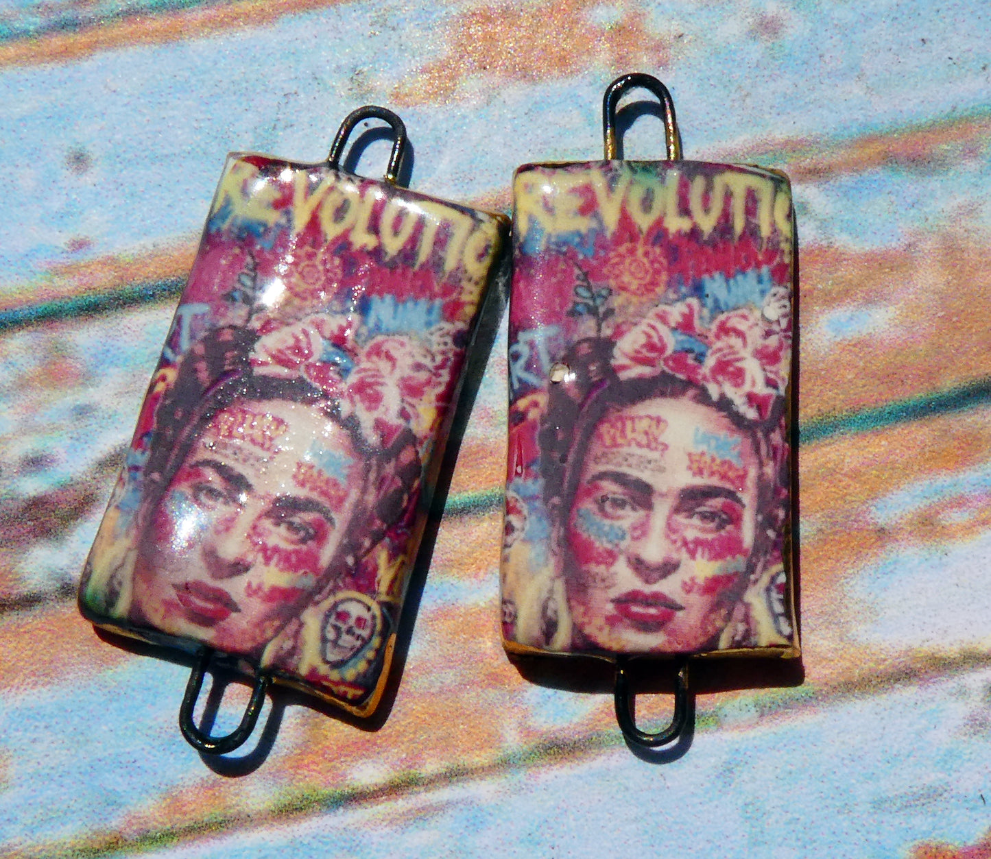 Ceramic Frida Inspired Earring Connectors - #9