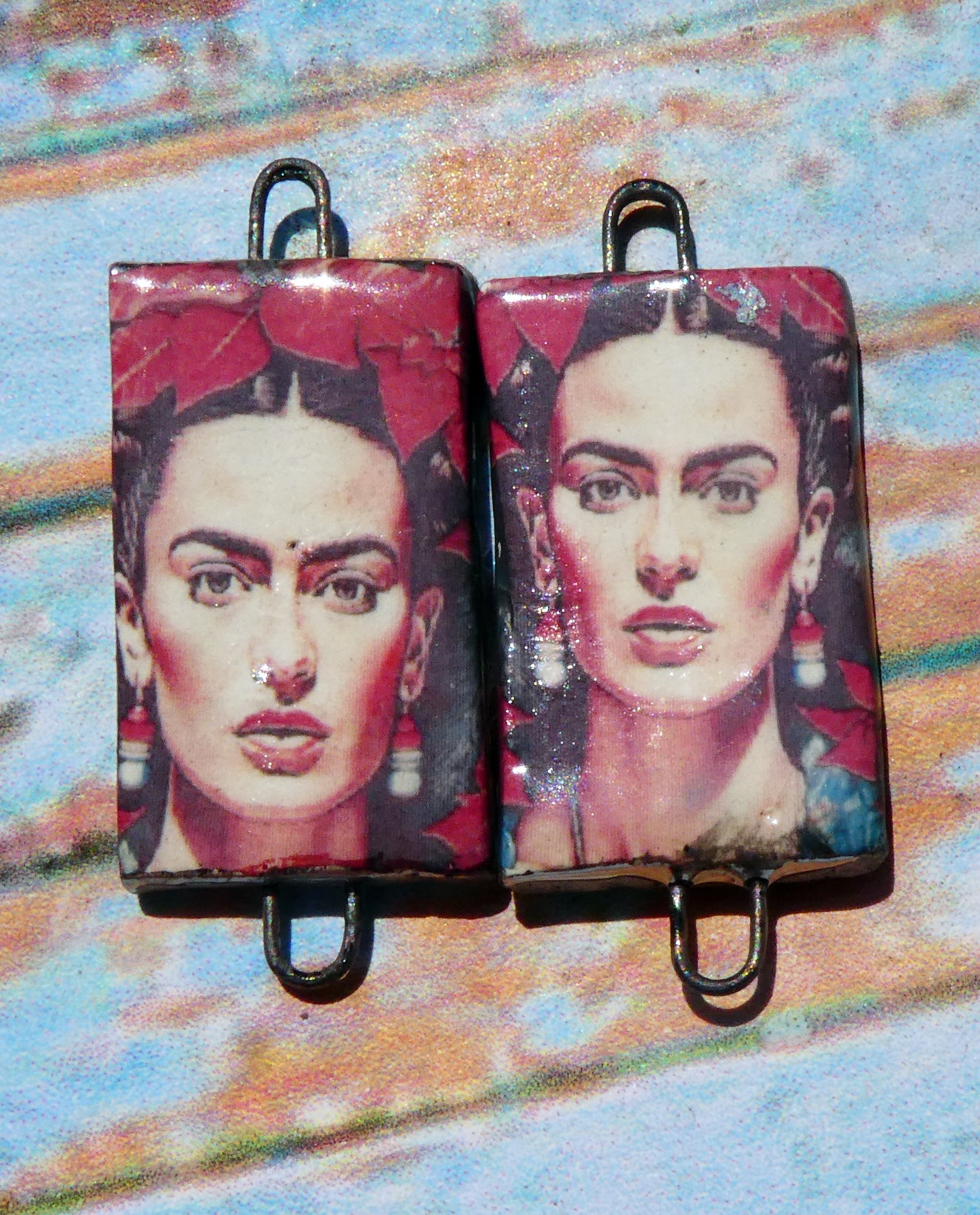 Ceramic Frida Inspired Earring Connectors - #10