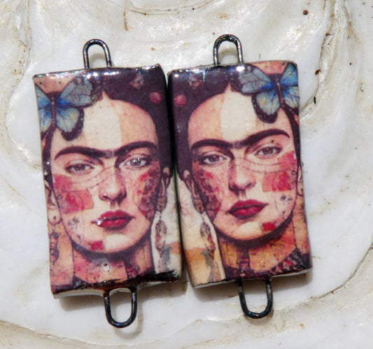 Ceramic Frida Inspired Earring Connectors - #12