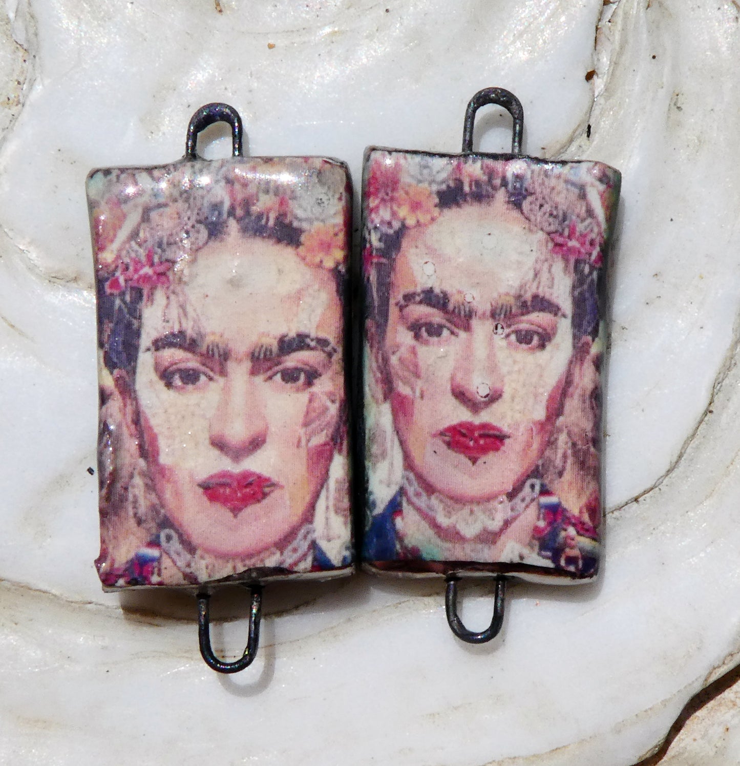 Ceramic Frida Inspired Earring Connectors - #13