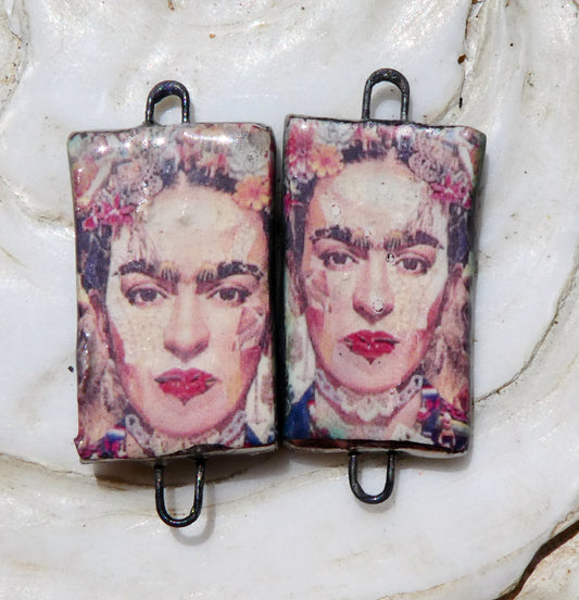 Ceramic Frida Inspired Earring Connectors - #13
