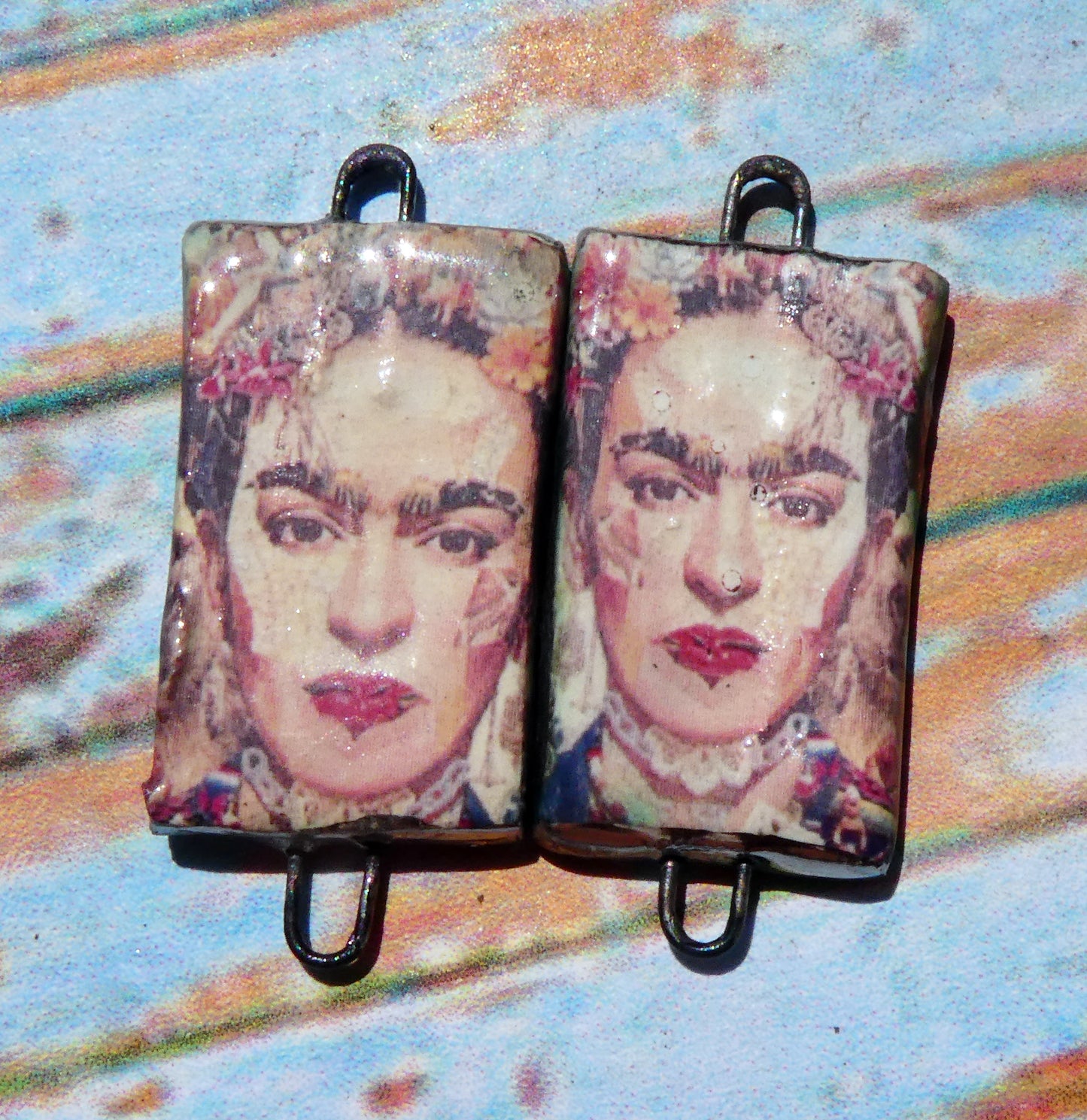 Ceramic Frida Inspired Earring Connectors - #13
