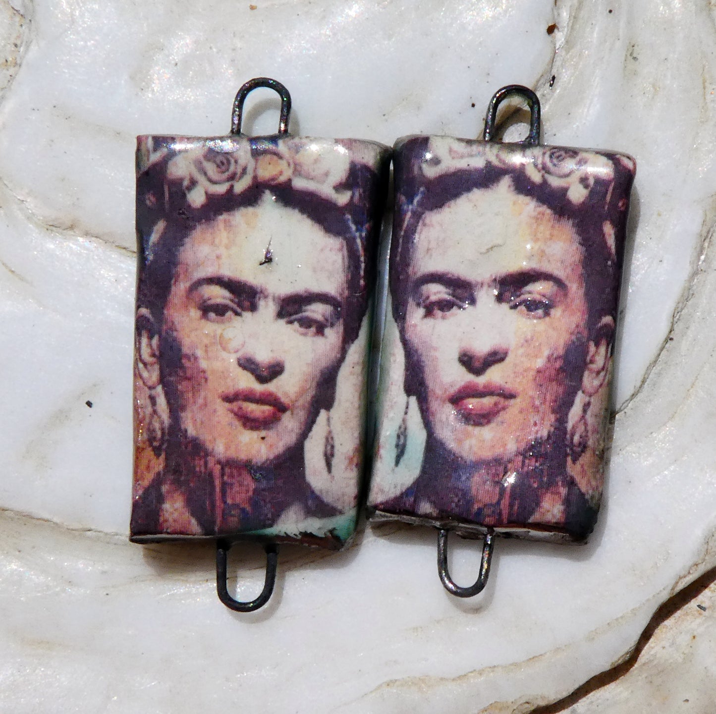 Ceramic Frida Inspired Earring Connectors - #15