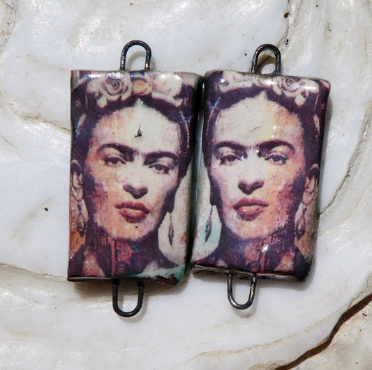 Ceramic Frida Inspired Earring Connectors - #15