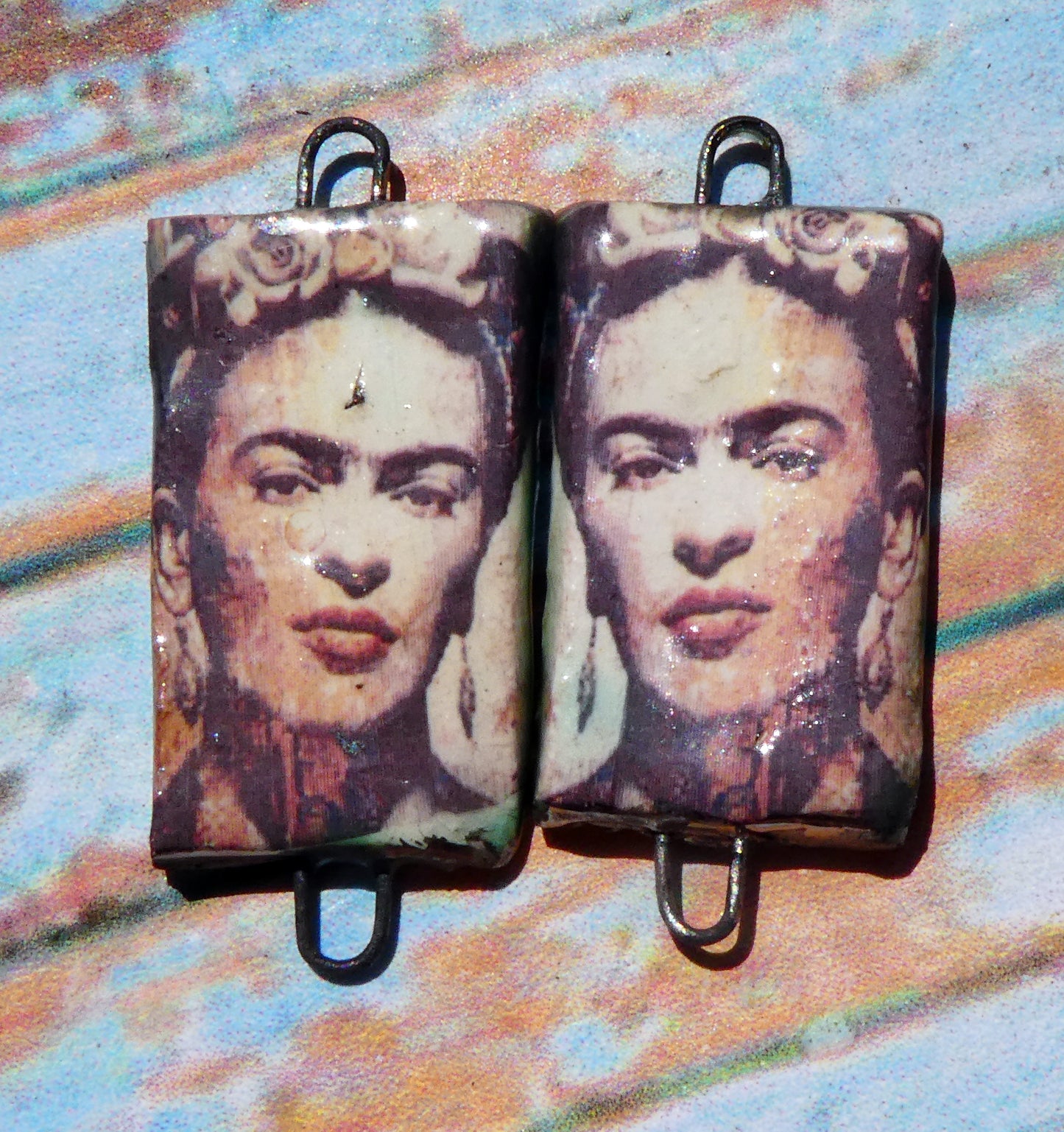 Ceramic Frida Inspired Earring Connectors - #15