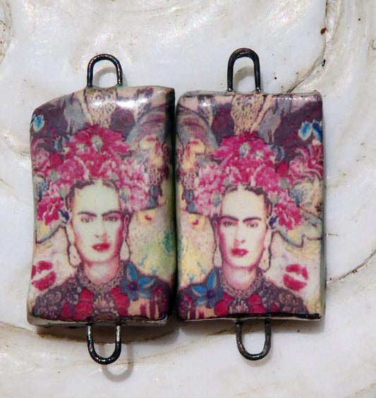 Ceramic Frida Inspired Earring Connectors - #16