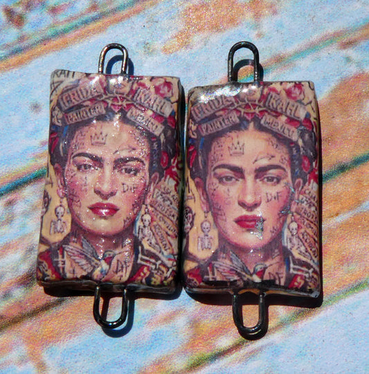 Ceramic Frida Inspired Earring Connectors - #18
