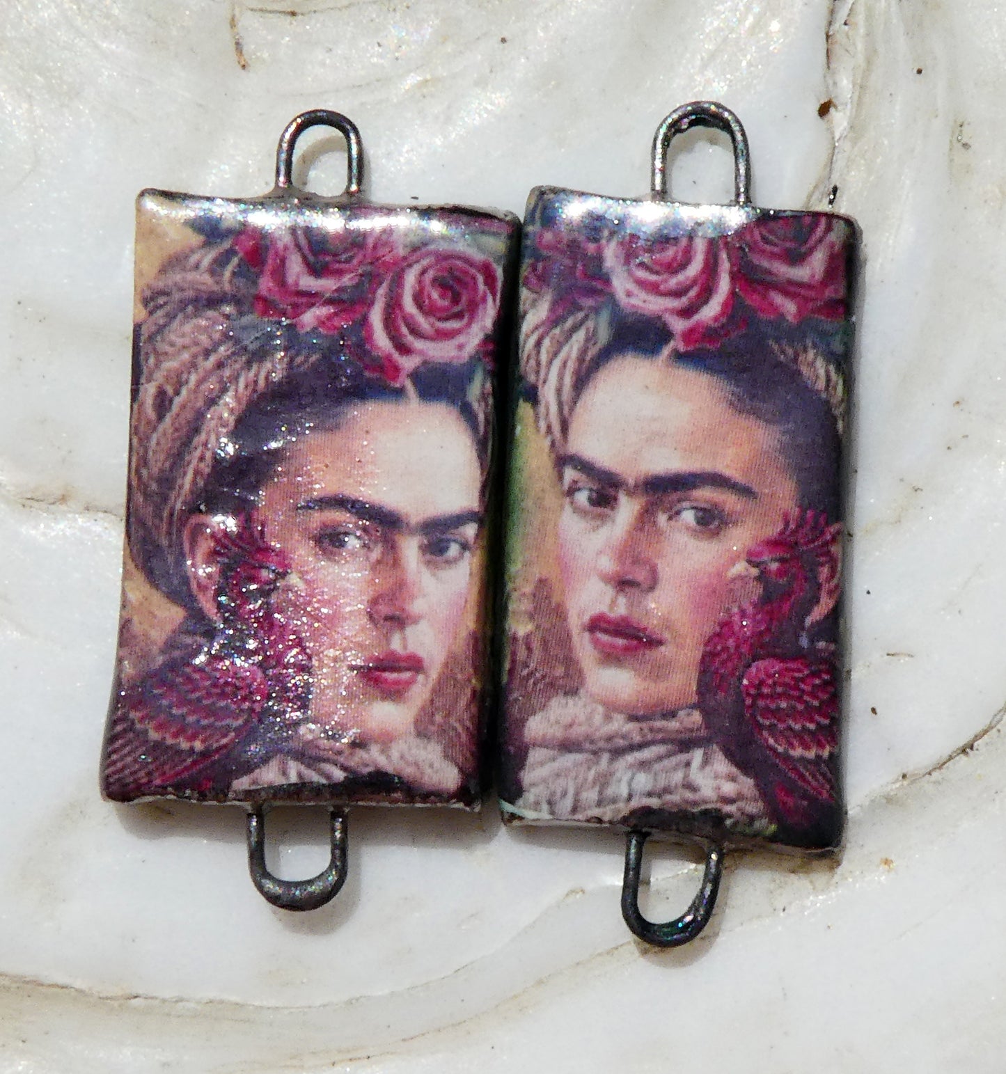 Ceramic Frida Inspired Earring Connectors - #19
