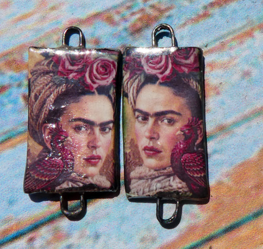 Ceramic Frida Inspired Earring Connectors - #19